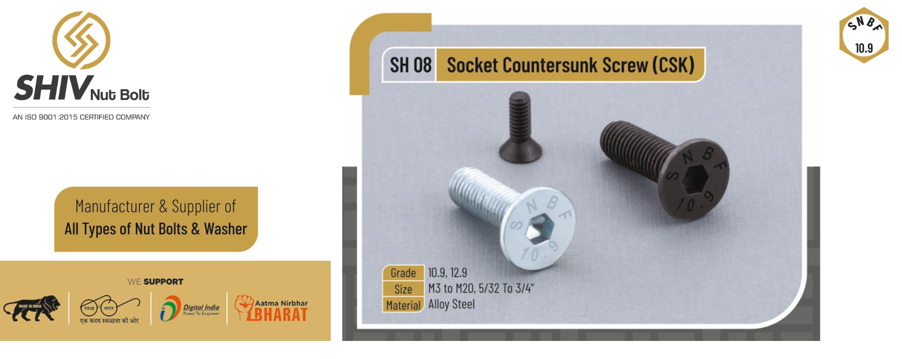 Socket Countersunk Screw CSK Manufacturers In Delhi